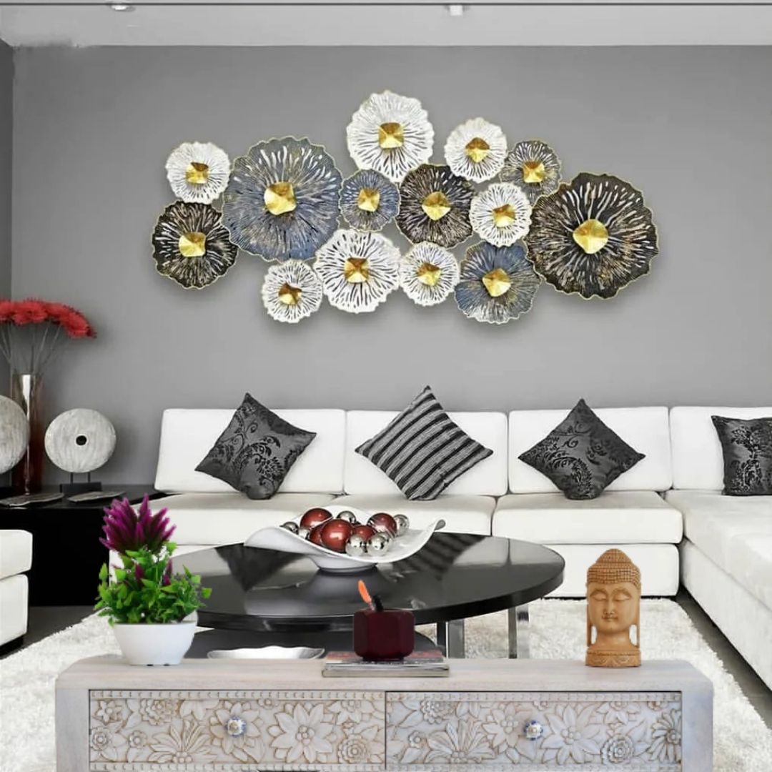 Multi Circles Wall Accent for Living Room (50 x 26 Inches)-abstract wall art-Hansart-abstract metal wall art-Made of Premium-Quality Iron Metal-Perfect for your living room, bedroom, hall, office reception, guest room, and hotel reception-The product is packed by professionals for safe delivery Designed to make your home look complete-"Hansart Made In India because India itself is an art".