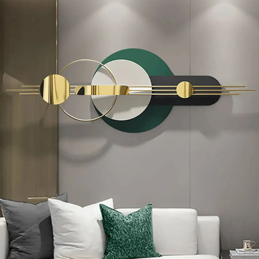 Geometric Elegance of Circles and Ring Metal Wall Art (52 x 22 Inches)