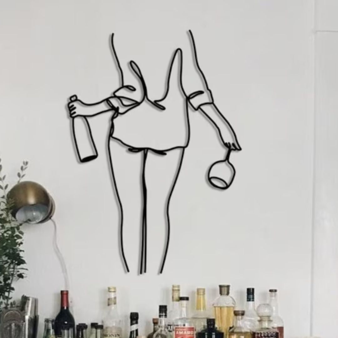 Add a touch of sophistication to your home with our WCrafted from high-quality metal, this wall art features an elegant woman holding a glass of wine. Elevate the aesthetic of any room and impress your guests with this unique and stylish piece-Measures 22 x 34 Inches-Constructed of High Quality Metal-Anti-rust powder coating used for long lasting finish Hanging Mechanism included Perfect for your living room, bedroom, hall, office reception, guest room, and hotel reception