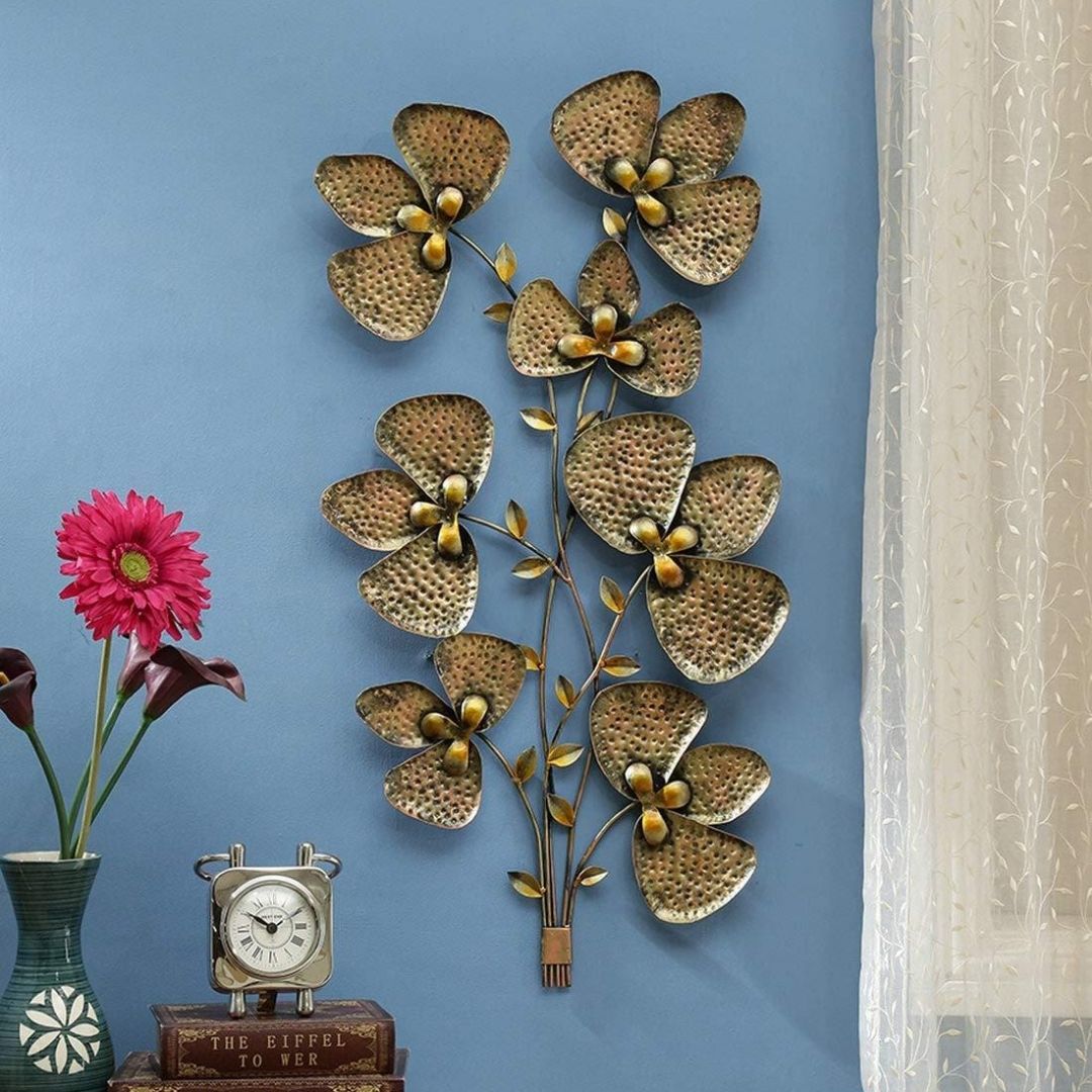 7 Lotus with Leaves Metal Wall Art for Living Room (40 x 20 Inches)-Home Decoration-Metal Wall Tree by Hansart Made of Premium-Quality Iron Metal Perfect for your living room, bedroom, hall, office reception, guest room, and hotel reception The product is packed by professionals for safe delivery Designed to make your home look complete "Hansart Made In India because India itself is an art".