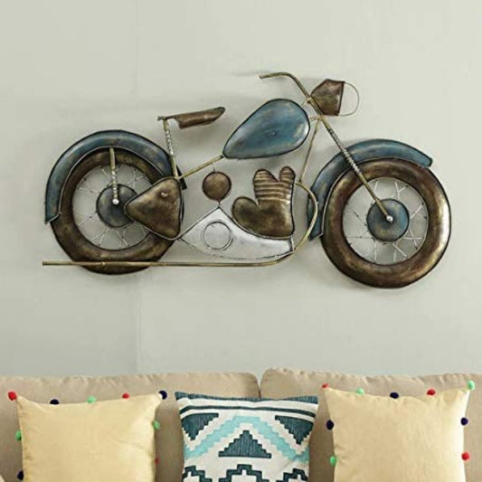 Add a stylish touch to your living room with this 44 x 27 inch designer bike wall décor. Carefully crafted from premium-quality iron metal, it's sure to bring a touch of instant charm to any space you place it in. Make a statement Crafted with an anti rust powder coating for long-lasting durability and crafted to evoke a classic luxury feel, its timeless lines will bring a touch of sophistication to any wall. Show off your stylish side with this designer Bike Wall Décor. Metal Wall Hanging By Hansart