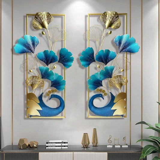 Peacock Paradise Vertical Frames Metal Wall Art (12 x 36 Inches)