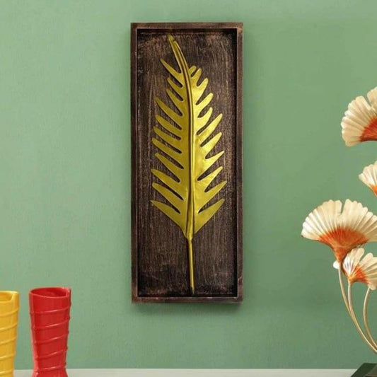 Tally Metallic Leaf Art on MDF Board (20 x 8 Inches)-Home Decoration-Metal Wall Decor by Hansart Made of Premium-Quality Iron Metal Perfect for your living room, bedroom, hall, office reception, guest room, and hotel reception The product is packed by professionals for safe delivery Designed to make your home look complete "Hansart Made In India because India itself is an art".