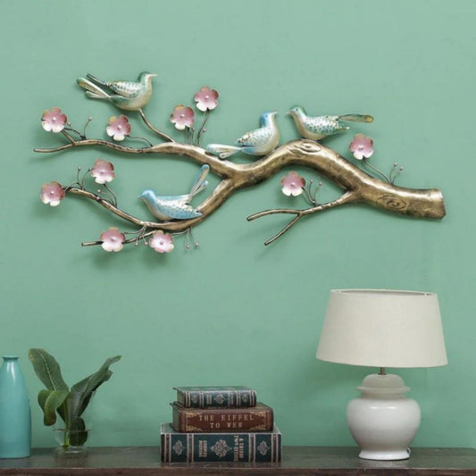 4 Bird Floral Décor For Guest Room (44 x 25 Inches)-Home Decoration-Metal Wall Tree by Hansart Made of Premium-Quality Iron Metal Perfect for your living room, bedroom, hall, office reception, guest room, and hotel reception The product is packed by professionals for safe delivery Designed to make your home look complete "Hansart Made In India because India itself is an art".