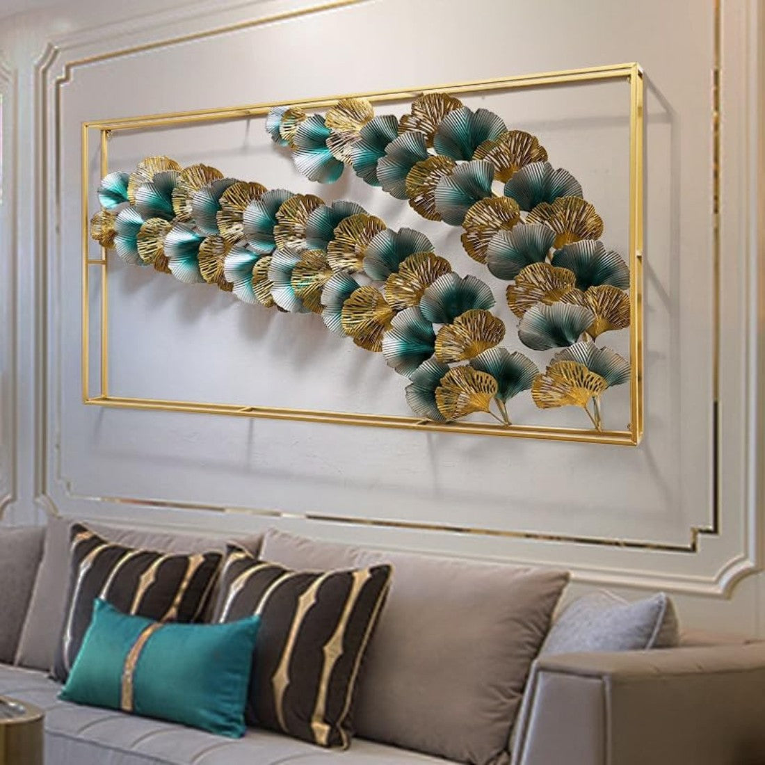 Leafy Luxury Framed Metal Wall Art (50 x 25 Inches)