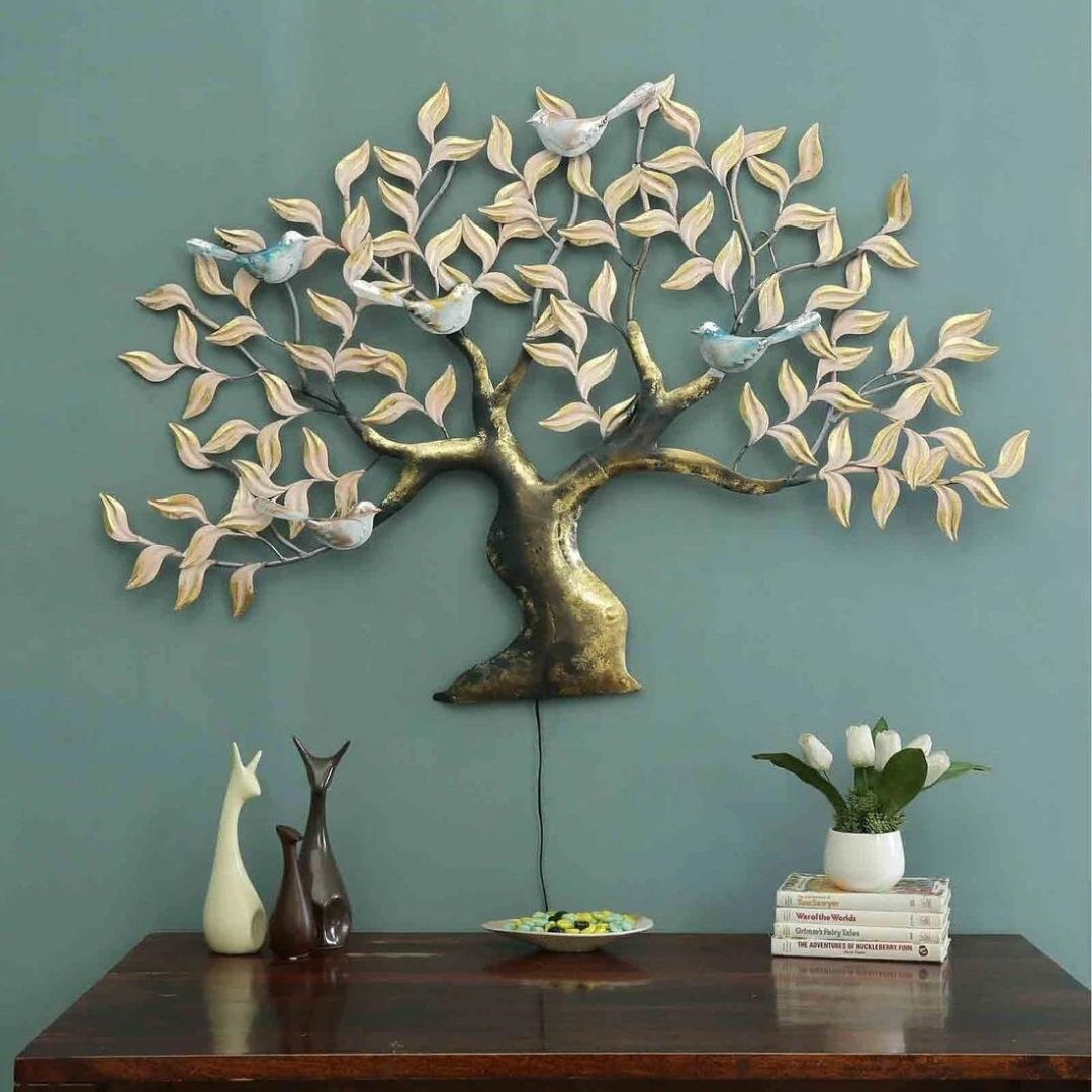 5 Birds Tree Wall Décor (47 x 32 Inches)-Home Decoration-Metal Wall Tree by Hansart Made of Premium-Quality Iron Metal Perfect for your living room, bedroom, hall, office reception, guest room, and hotel reception The product is packed by professionals for safe delivery Designed to make your home look complete "Hansart Made In India because India itself is an art".