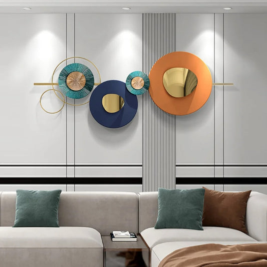 Golden Connection Circles Metal Wall Art (60 x 24 Inches)