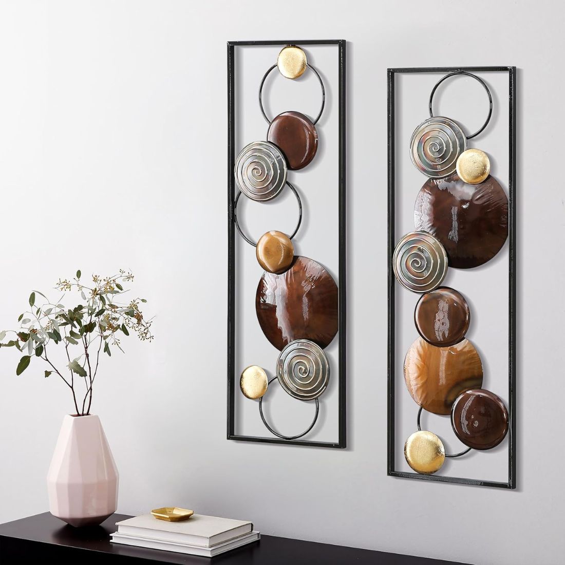 Unity In Circles Vertical Frames Metal Wall Art (12 x 36 Inches)