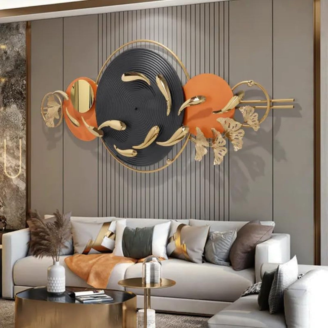 Metallic Harmony Round Metal Wall Art (60 x 25 Inches)