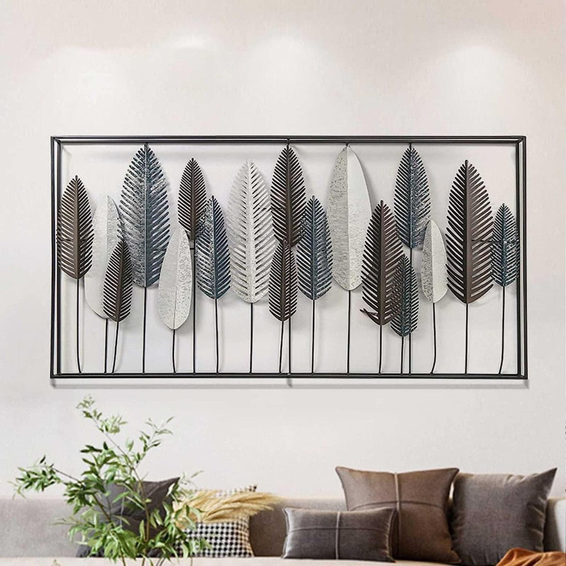 Leaf Frame Fusion Metal Wall Art (50 x 25 Inches)