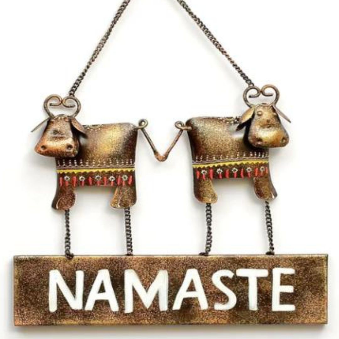 Metal Namaste Board Wall Art for Guest Room (12 x 12 Inches)-Artisan Hub-Hans Art-Metallic Traditional Wall Decor by Hansart-Made of Premium-Quality Iron Metal Perfect for your living room, bedroom, hall, office reception, guest room, and hotel reception-The product is packed by professionals for safe delivery-Designed to make your home look complete-"Hansart Made In India because India itself is an art".