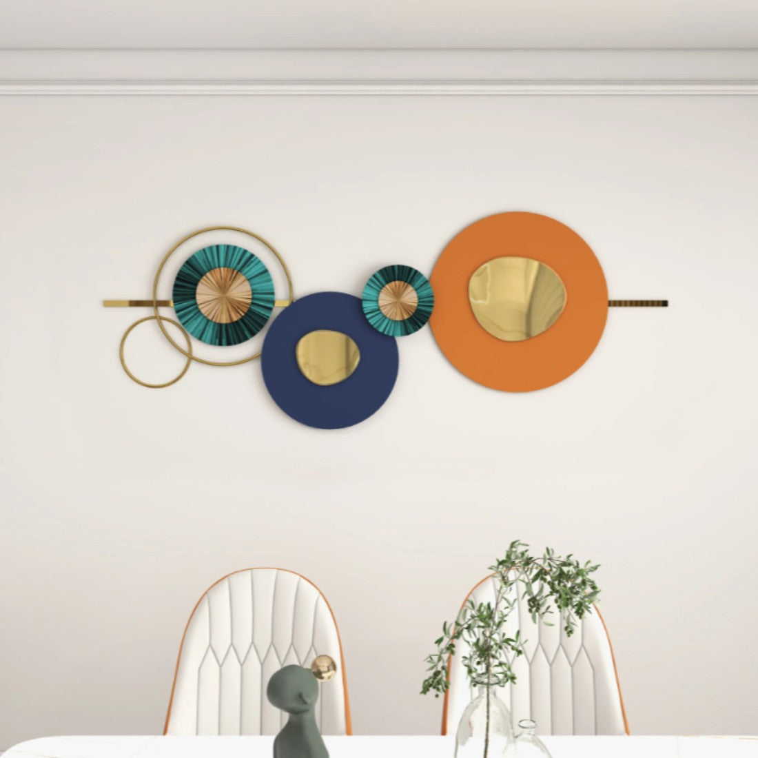 Golden Connection Circles Metal Wall Art (60 x 24 Inches)