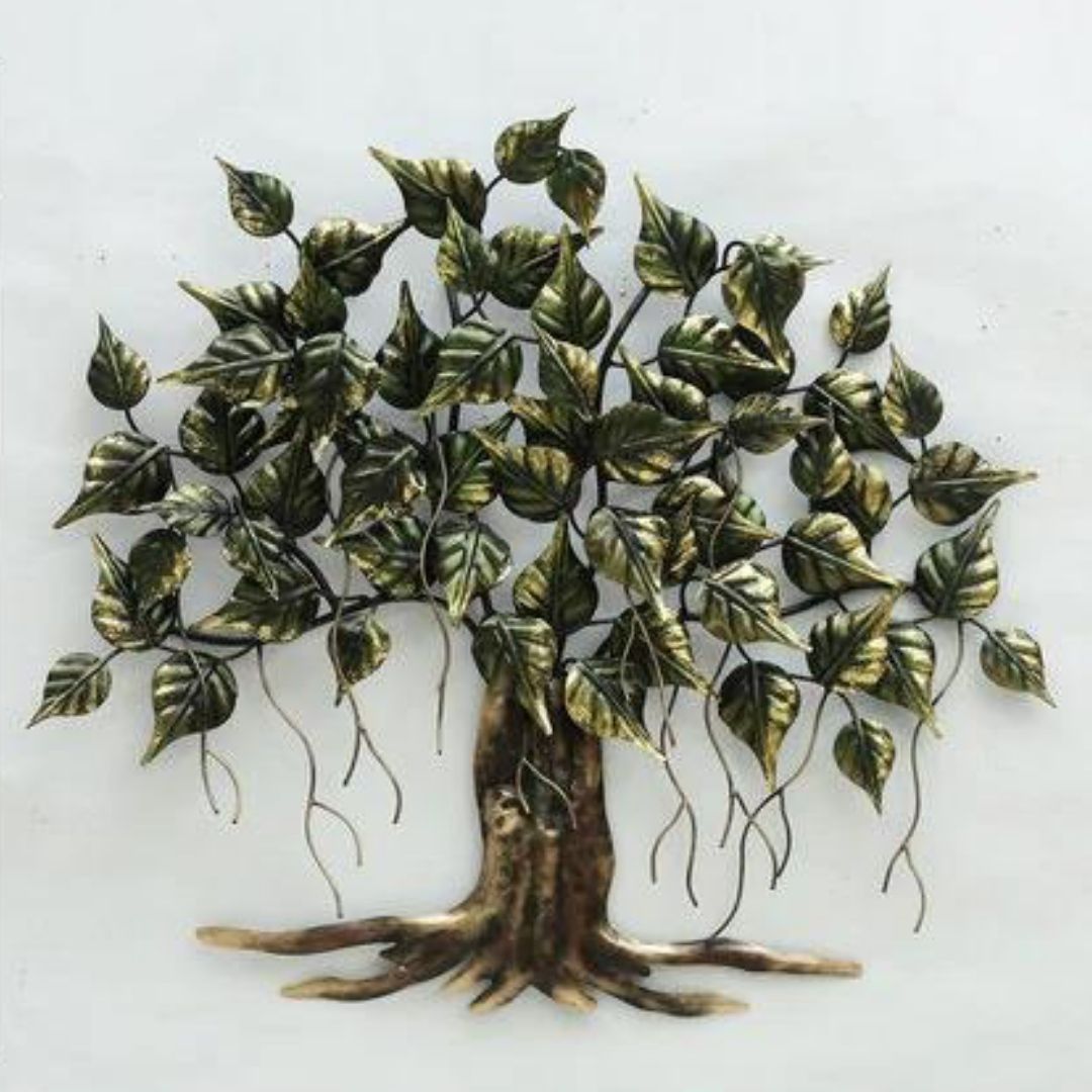 Betel Metal Wall Tree for Living Room (40 x 37 Inches)-Home Decoration-Metal Wall Tree by Hansart Made of Premium-Quality Iron Metal Perfect for your living room, bedroom, hall, office reception, guest room, and hotel reception The product is packed by professionals for safe delivery Designed to make your home look complete "Hansart Made In India because India itself is an art".