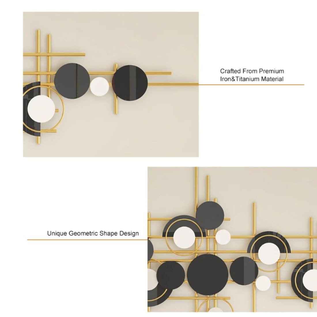 Black and White Circles of Elegance Metal Wall Art (52 x 24 Inches)