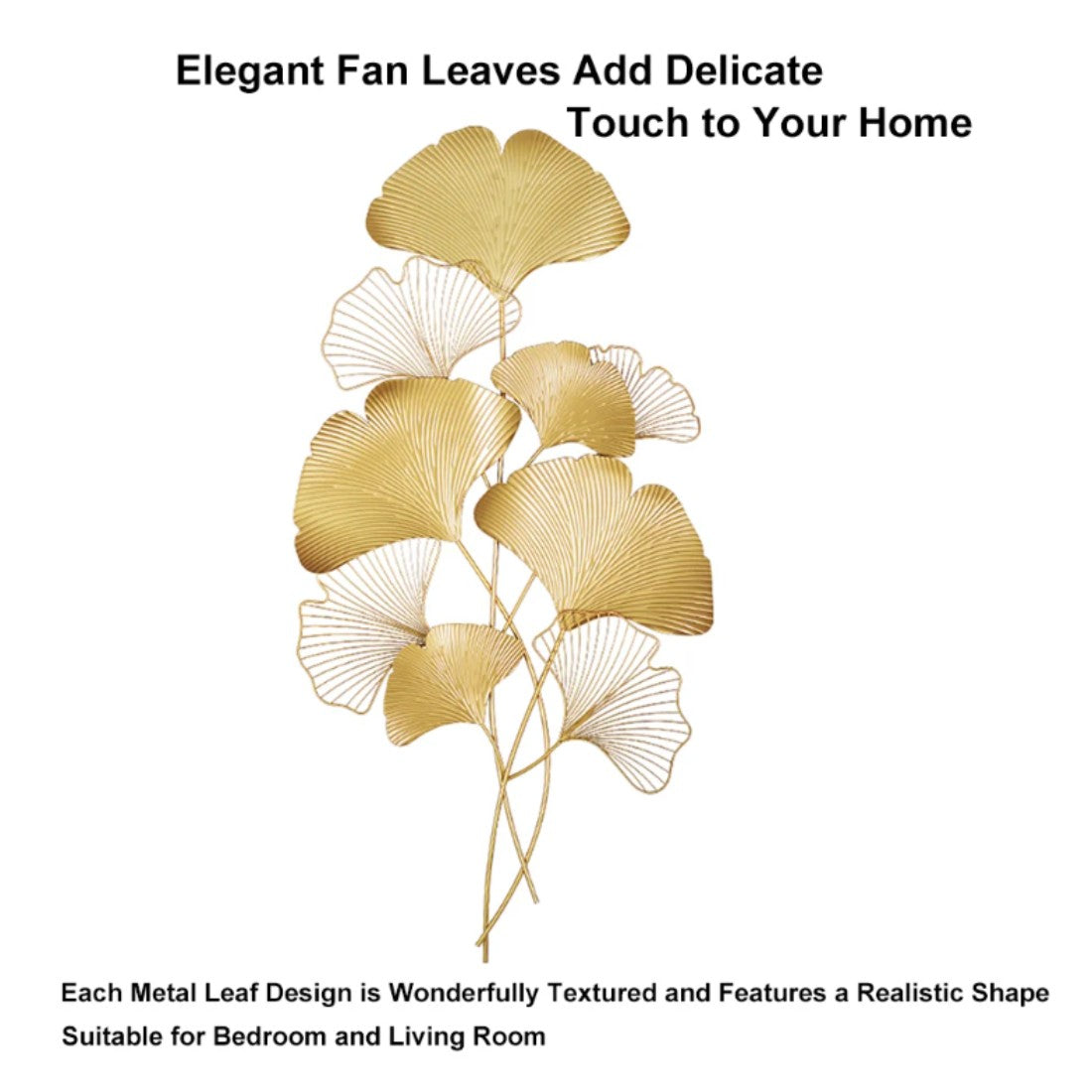 Golden Leafscape Metal Wall Art (22 X 44 Inches)