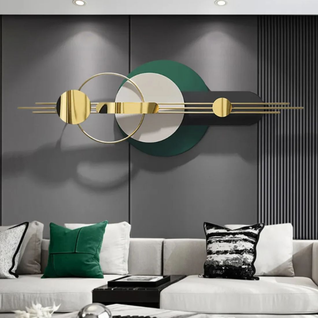 Geometric Elegance of Circles and Ring Metal Wall Art (52 x 22 Inches)