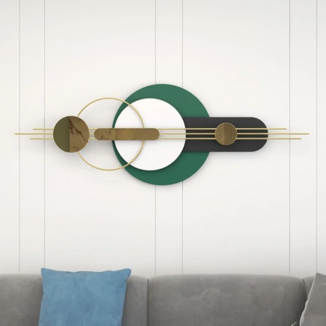 Geometric Elegance of Circles and Ring Metal Wall Art (52 x 22 Inches)