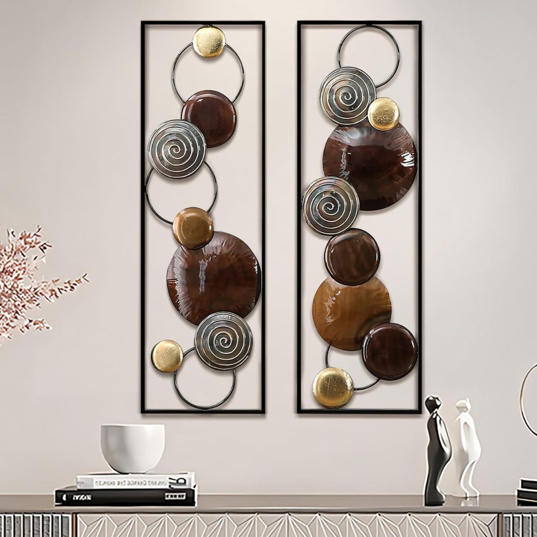 Unity In Circles Vertical Frames Metal Wall Art (12 x 36 Inches)