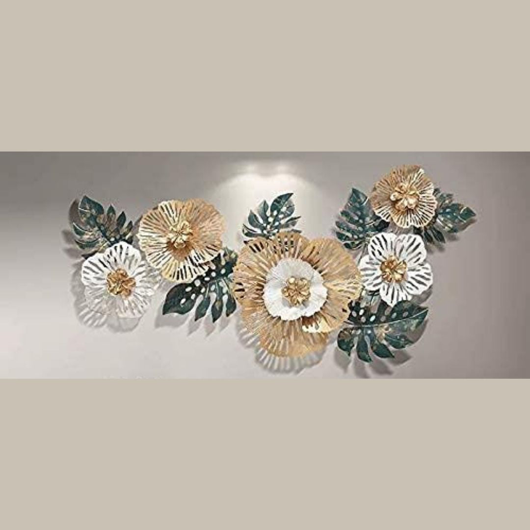 Riyo Color Flowery Metal Wall Art for Living Room (50 x 25 Inches)-abstract wall art-Hansart-abstract metal wall art-Made of Premium-Quality Iron Metal-Perfect for your living room, bedroom, hall, office reception, guest room, and hotel reception-The product is packed by professionals for safe delivery Designed to make your home look complete-"Hansart Made In India because India itself is an art".