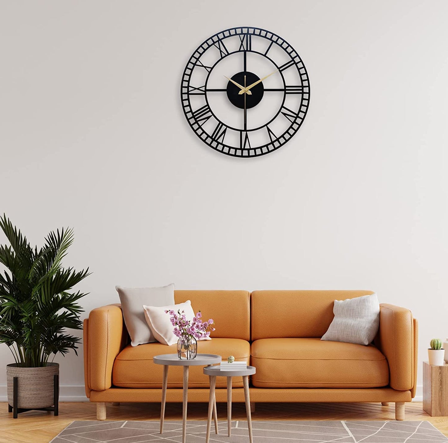 Metal Wall Clock by Hansart Total Wall Coverage Area: 24 x 24 Inches Made of Premium-Quality Iron Metal Anti-rust powder coating used Hanging Mechanism included Perfect for your living room, bedroom, hall, office reception, guest room, and hotel reception The product is packed by professionals for safe delivery  Designed to make your home look complete "Hansart Made In India because India itself is an art".