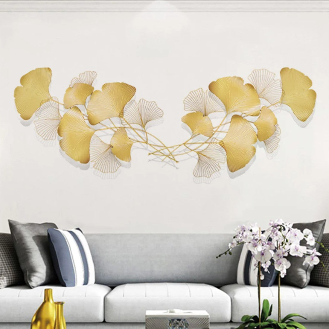 Golden Leafscape Metal Wall Art (22 X 44 Inches)